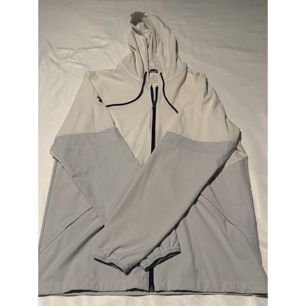 Under Armour Squad Warm-Up Jacket – White/Gray with Purple – Men's M